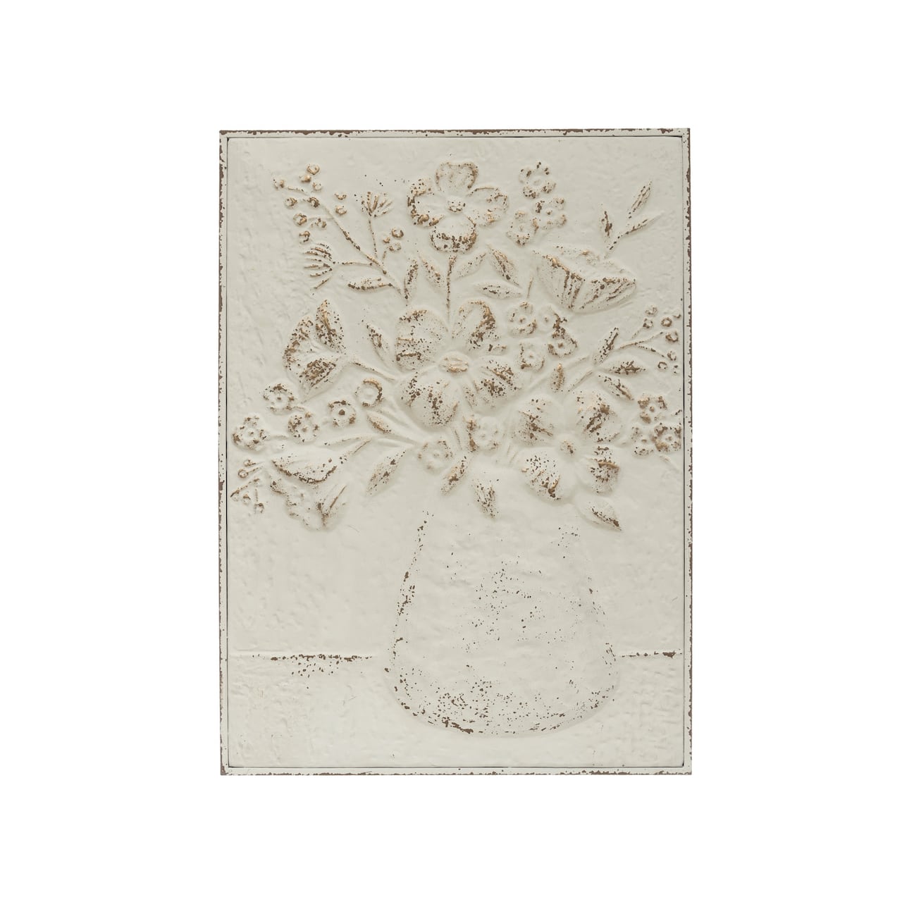 Hello Honey® Embossed Flowers in Vase Distressed Metal Wall Décor